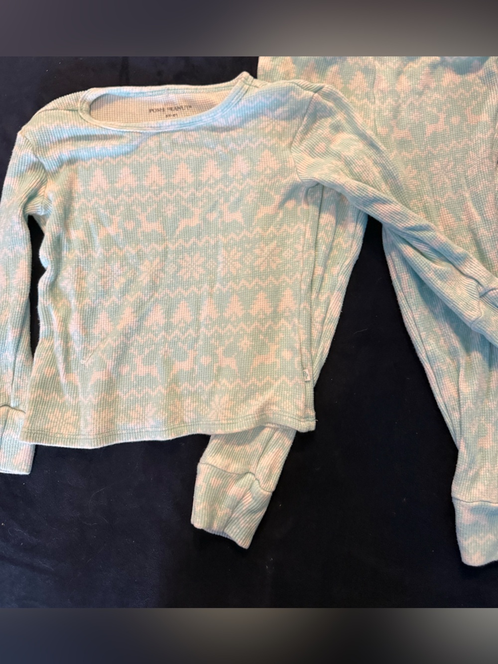 Posh Peanut Mint and White Waffle Pajama Top